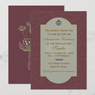 Indian Rice Feeding Ceremony Invitations 