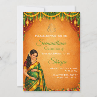 Indian Seemantham Ceremony Invitation Card
