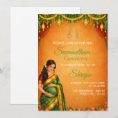 Indian Seemantham Ceremony Invitation Card (Devant / Derrière)