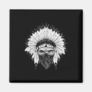 Indian Skull Rag, Indiaans Tattoo, Zany Br Magneet