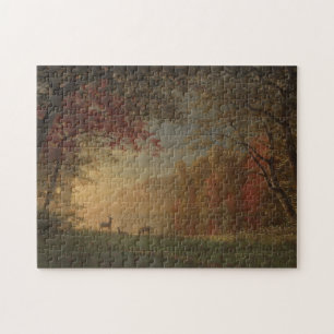 Indian Sunset Deer bij een meer Legpuzzel