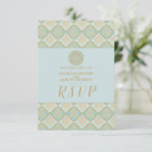 INDIAN TURQUOISE - Carte RSVP de mariage (Debout devant)