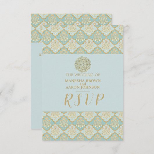 INDIAN TURQUOISE - RSVP-Kaart met bruiloft RSVP Kaartje (Voorkant / Achterkant)