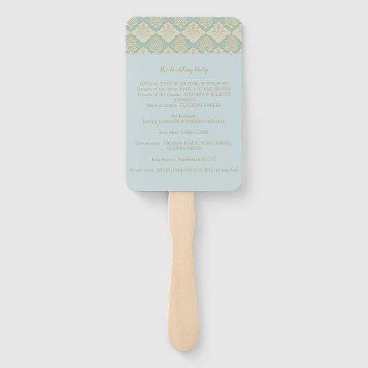 Indian Turquoise - Wedding Programme Fan Handwaaier (Achterkant)