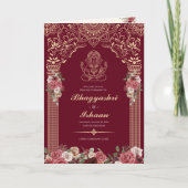 Indian Wedding Ceremony Guide Red Gold Folded Programma (Voorkant)