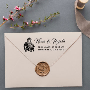 Indian Wedding Ganesha Elephant Retrun Adres Sel Zelfinktende Stempel