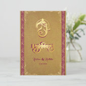 Indian wedding Ganesha luxury hindu invitation (Debout devant)