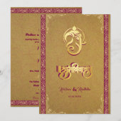 Indian wedding Ganesha luxury hindu invitation (Devant / Derrière)