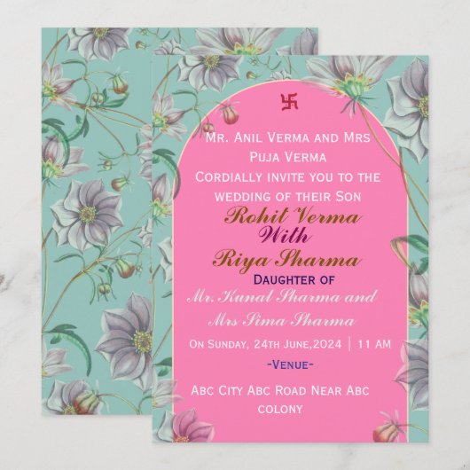 Indian Wedding Invitations (Devant / Derrière)