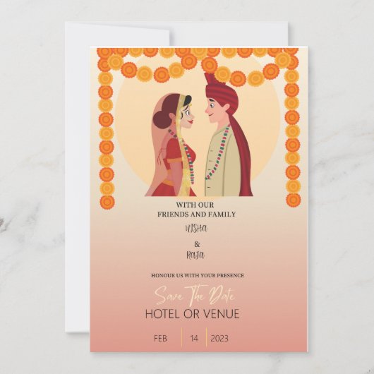 INDIAN WEDDING INVITE BOLLYWOOD KAART (Voorkant)