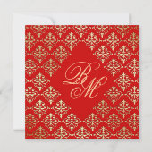 Indian Wedding Invite Damask Gold herfst Red Kaart (Achterkant)