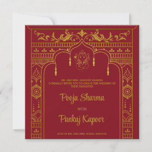 Indian Wedding Mandap Ganesha Gold Script Photo Kaart