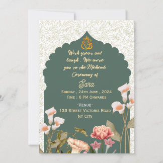 Indian Wedding Mehendi Ceremony Invitations  Kaart