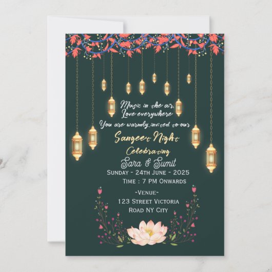 Indian Wedding Sangeet Night Ceremony Invitations (Devant)