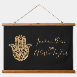 Indian Wedding Save the date Gold hamsa Henna Hangend Wandkleed