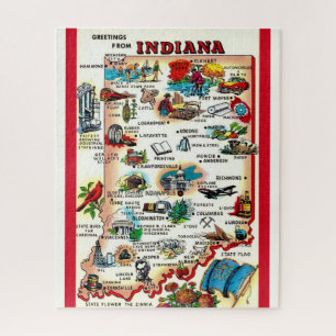  Indiana 16x20 Kaart Puzzel