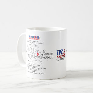 Indiana Amerikaanse staat op een kaart en nuttige Koffiemok