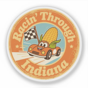 Indiana Charm_ Maanzaad en geruite vlag vintage Sticker