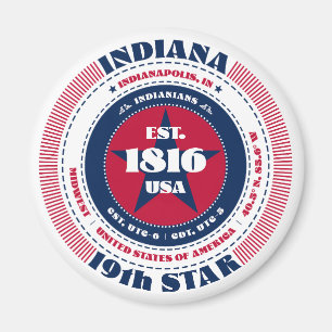 Indiana Circle Typography Souvenir Magnet Magneet