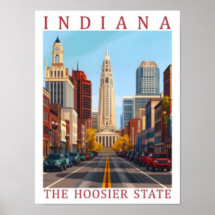Indiana de Hoosier State USA Travel Place Poster