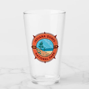 Indiana Dunes National Park Retro Compass Emblem Glas