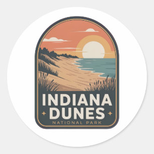 Indiana Dunes National Park Vintage Badge Ronde Sticker