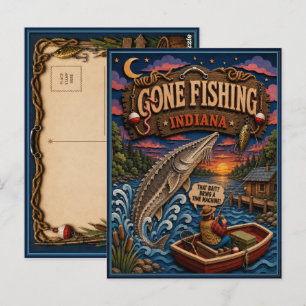 Indiana Gone Fishing Meerforel Briefkaart