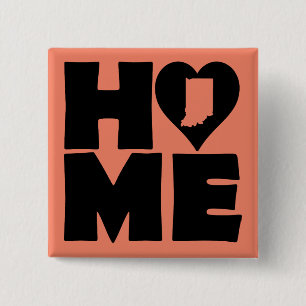Indiana Home Heart State Knop Badge Speld Vierkante Button 5,1 Cm