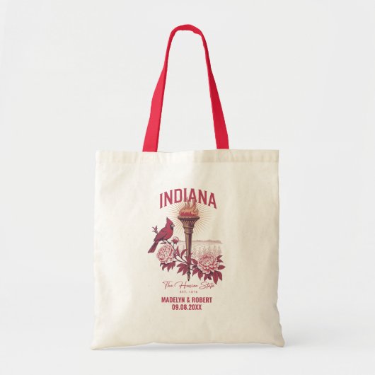 Indiana huwelijks-welkomsttas, bruidsmeisje of gas tote bag (Voorkant)