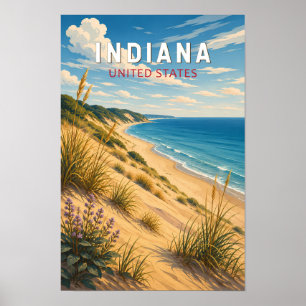 Indiana Illustratie Reis Kunst Vintage Poster
