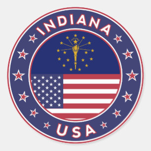Indiana, Indiana t-shirt, Indiana sticker, Ronde Sticker