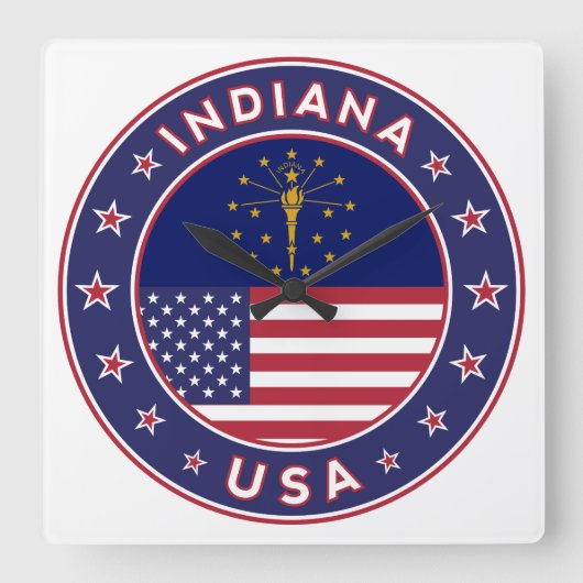 Indiana, Indiana t-shirt, Indiana sticker, Vierkante Klok (Voorkant)
