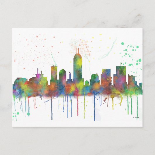 INDIANA, INDIANAPOLIS SKYLINE BRIEFKAART (Voorkant)