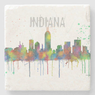 INDIANA, INDIANAPOLIS SKYLINE STENEN ONDERZETTER