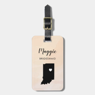 Indiana kaart bagagelabel, huwelijksfeest welkom bagagelabel