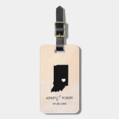 Indiana Kaart Bruiloft Bagagelabel, de naam van he Bagagelabel (Voorkant verticaal)