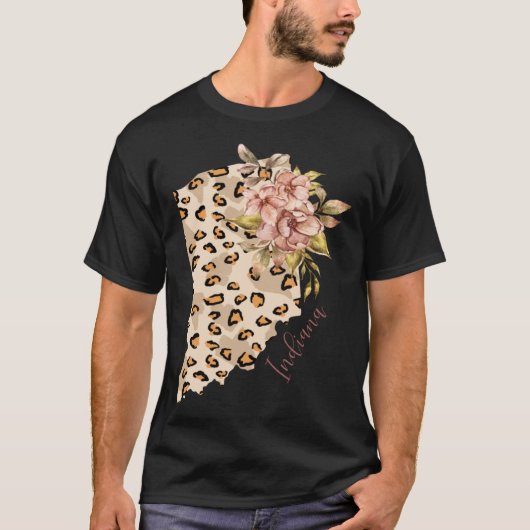 Indiana Leopard Pattern Map Leo State Of Indiana T-shirt (Voorkant)