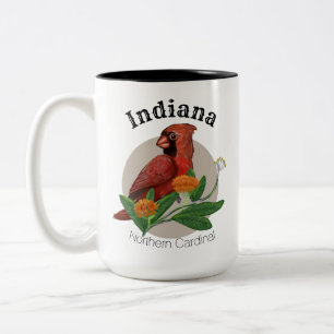 Indiana Northern Cardinals met inheemse Planten Tweekleurige Koffiemok