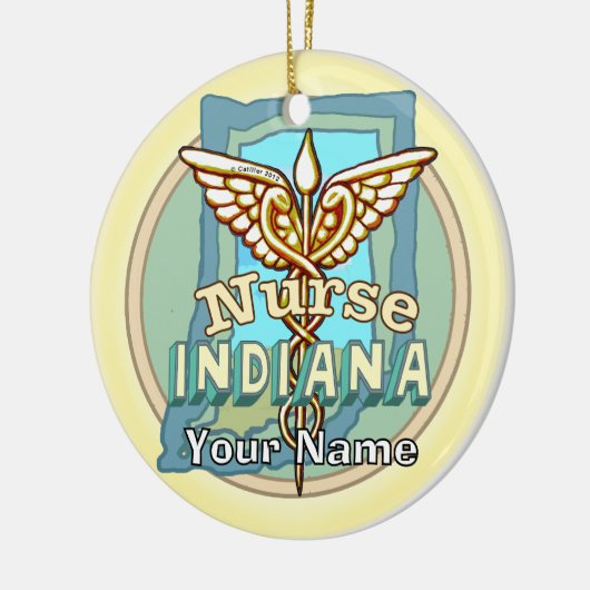 Indiana Nurse Caduceus Keramisch Ornament (Links)
