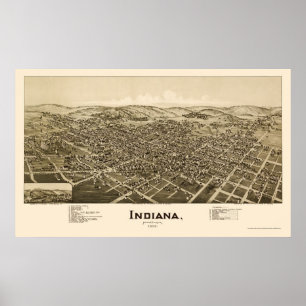 Indiana, PA Panorama Kaart - 1900 Poster