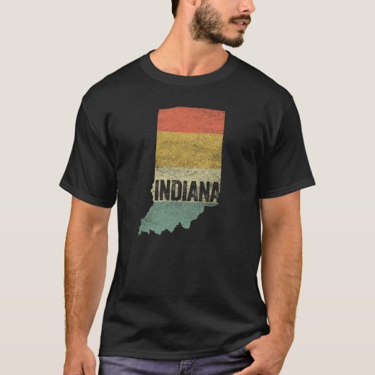 Indiana  Retro Sunset Color Map T-shirt (Voorkant)