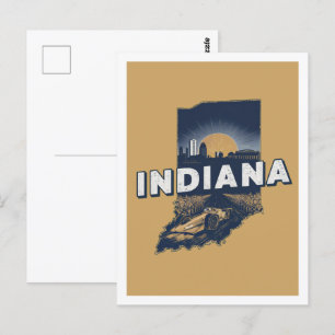 Indiana Retro Travel Design Iconische Verenigde St Briefkaart