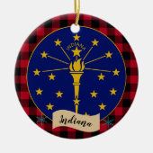 Indiana, Rode buffels en Indiana-vlag Keramisch Ornament (Voorkant)
