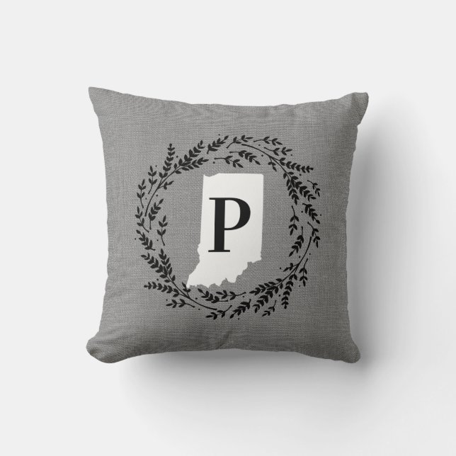 Indiana rustieke krans monogram Sierkussen (Voorkant)