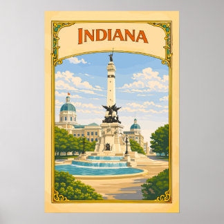 Indiana Soldiers and Sailors Monument Vintage Poster