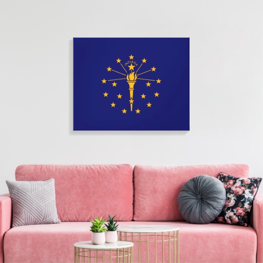 Indiana State Flag Design Canvas Afdruk (Insitu (Woonkamer))