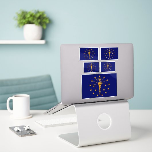 Indiana State Flag Design Sticker (Laptop op bureau)