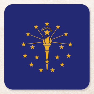 Indiana State Flag Design Vierkante Kartonnen Onderzetter