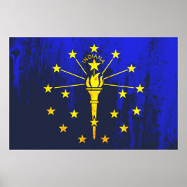 Indiana State Flag Grunge Poster