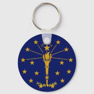 Indiana State Flag Sleutelhanger ID Label JOUW NAA